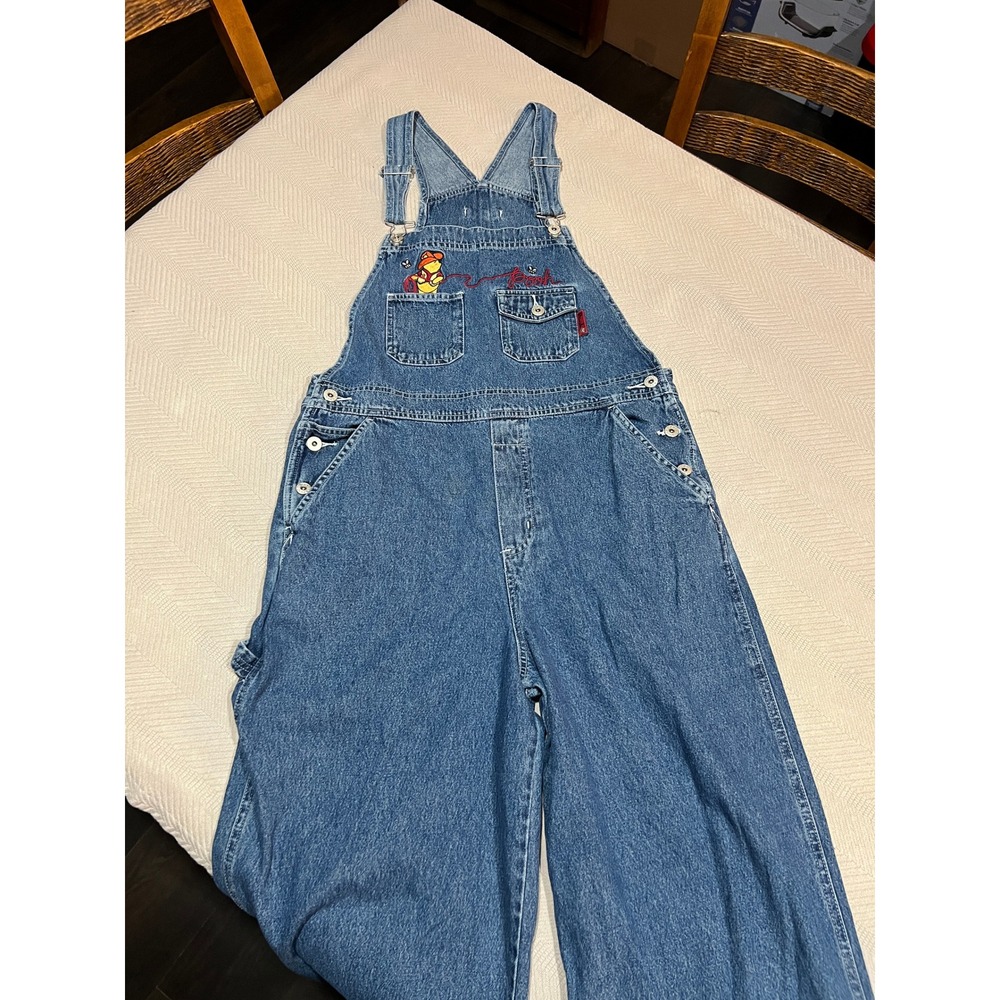 VTG Winnie the Pooh Overalls Large Blue Jean 90s Carpenter Baggy Disney Catalog